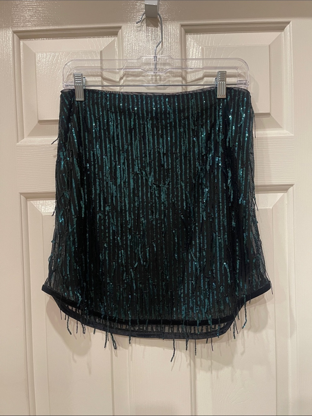 Black Sequin Fringe Mini Skirt - Women's Evening Skirt S:S